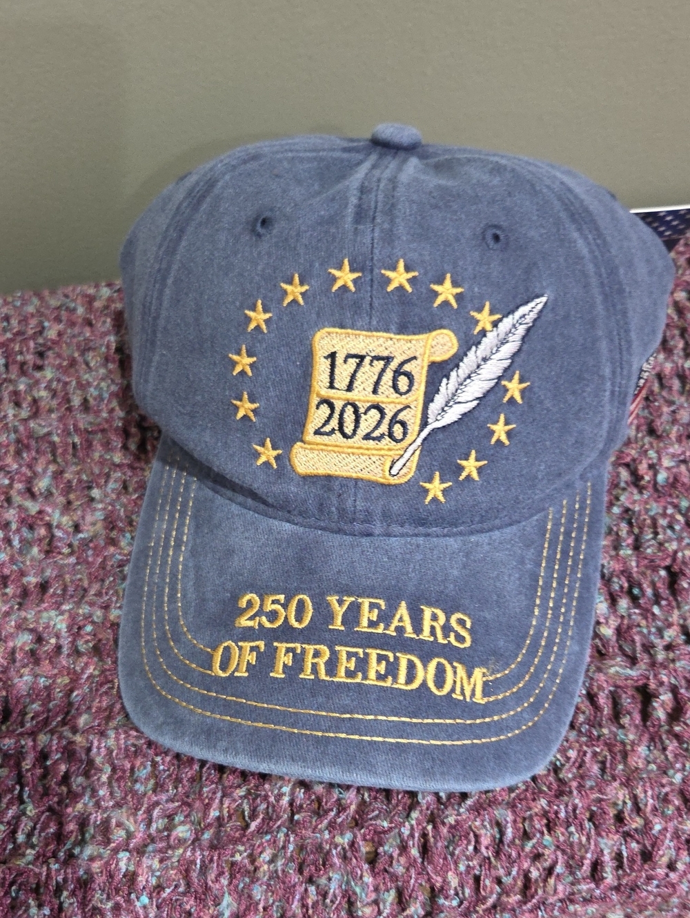 Classic 250 Years of Freedom Embroidered Navy Cap
